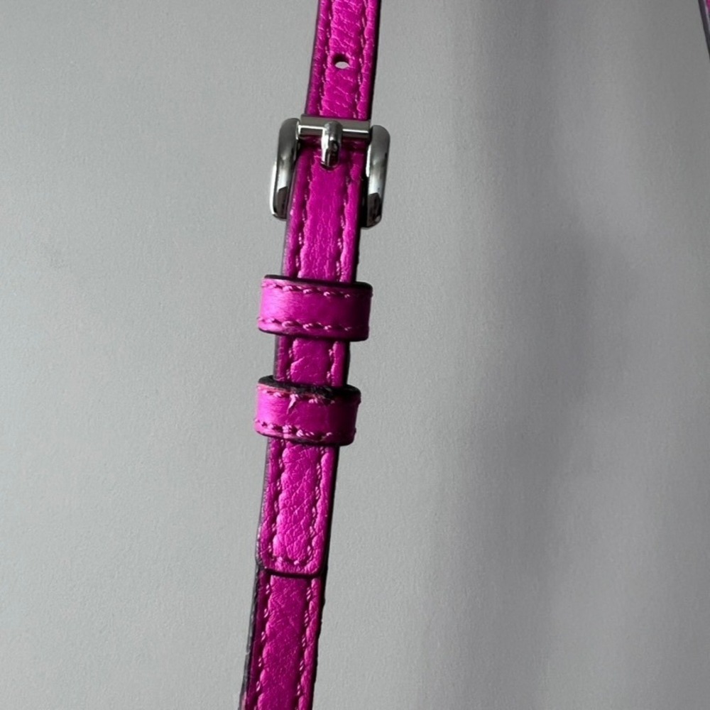 Michael Kors Fulton Small Pebble Leather Flap Crossbody Bag Purse Pink Silver - Picture 6 of 13